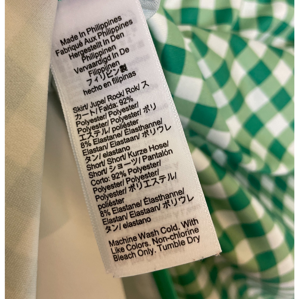 Women's Large J.Crew Green Gingham Plaid Active Skort Polyester Pull-On - Picture 6 of 6
